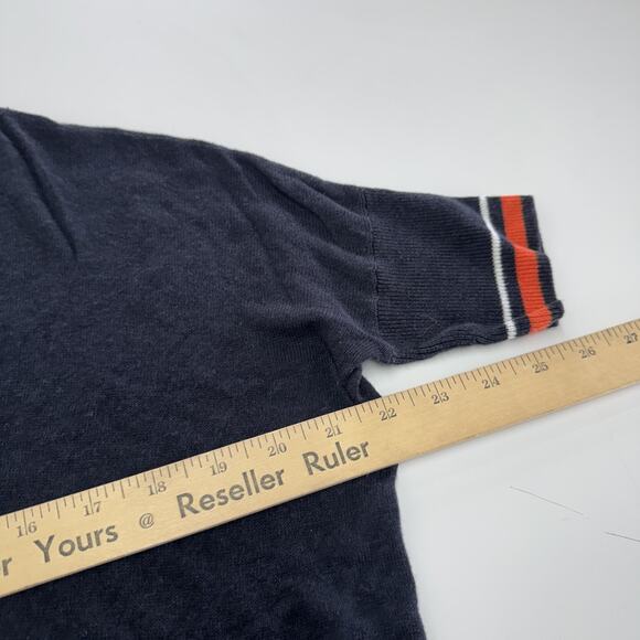 525 America Sweater Womens XS Blue Black Striped V Neck Linen Blend Pullover - Picture 7 of 7